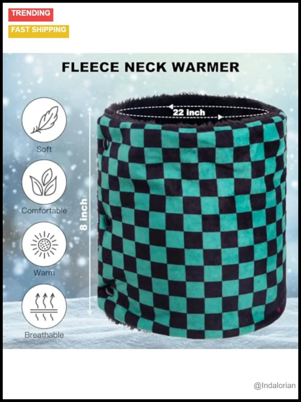 Soft Flannel Neck Warmer with Button Closure, Japanese-Style Scarf